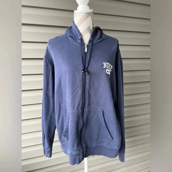 Vintage 2000’s Y2K Nike Zip Up Hoodie Navy Sz L - Picture 1 of 11